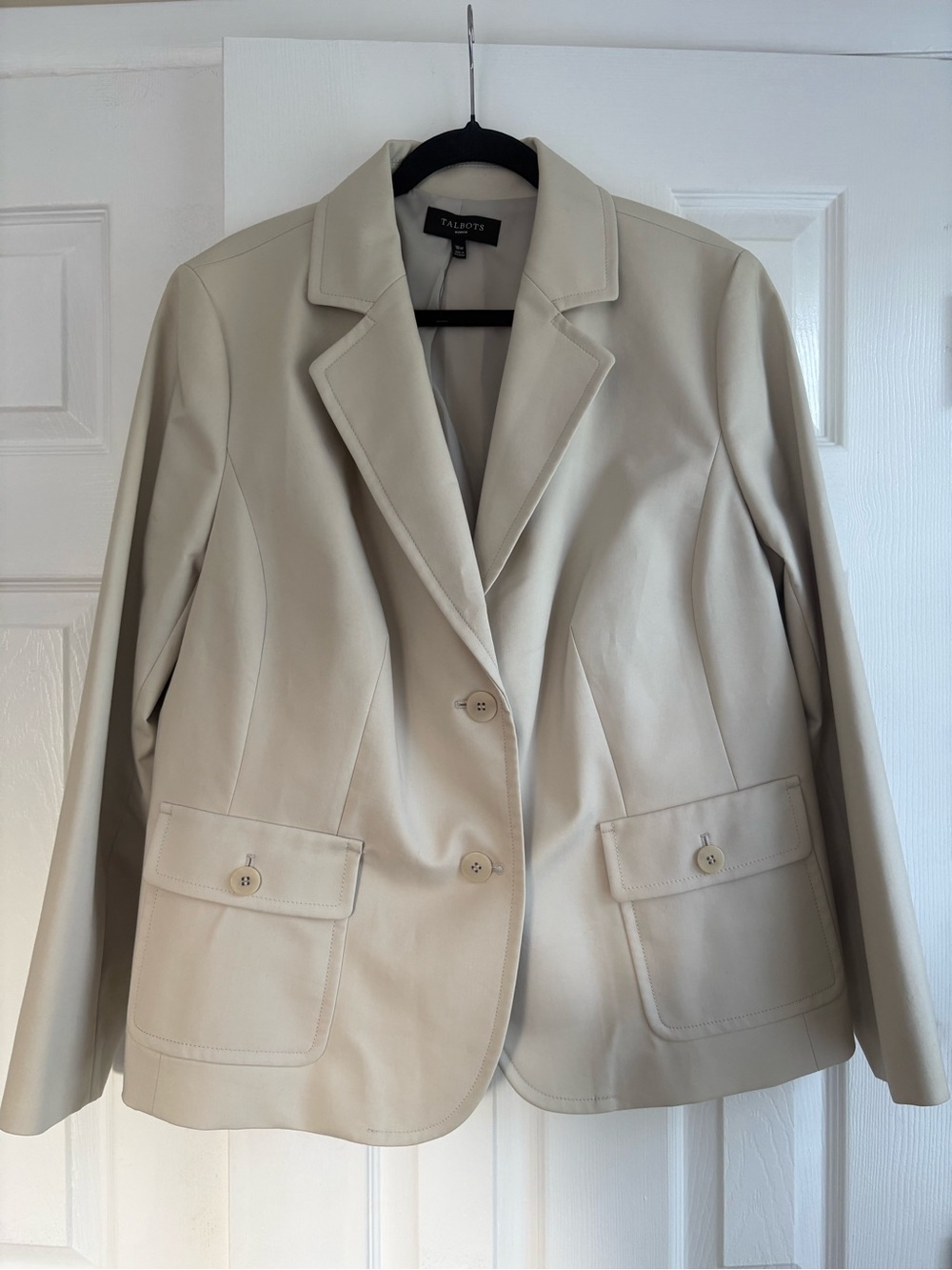 Talbots Women's Beige Single-Breasted Notch Lapel Blazer